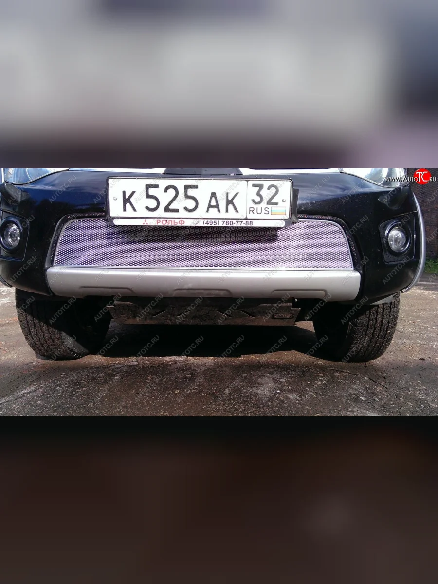 Защитная сетка в бампер (низ, ячейка 4х10 мм) Alfeco Премиум Mitsubishi L200 4  дорестайлинг (2006-2014) (Хром)  с доставкой в г. Керчь