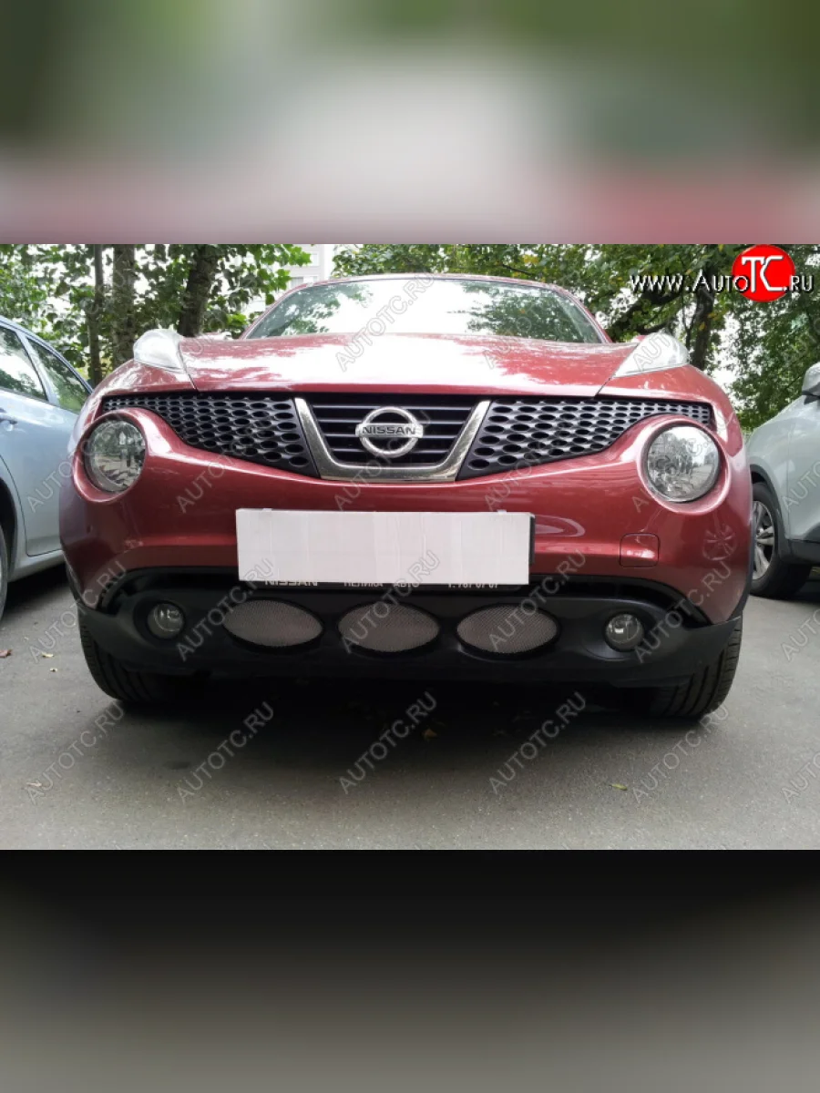 Защитная сетка в бампер (низ, ячейка 3х7 мм) Стрелка11 Стандарт  Nissan Juke (2010-2014) 1 YF15 (Хром)  в Воронеже Воронежской области