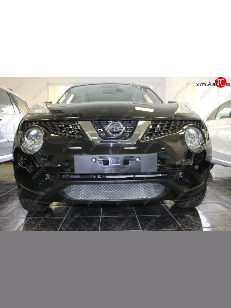 Защитная сетка в бампер (низ, ячейка 3х7 мм) Стрелка11 Стандарт Nissan Juke 1 YF15 рестайлинг (2014-2020) (Хром)  в Воронеже Воронежской области