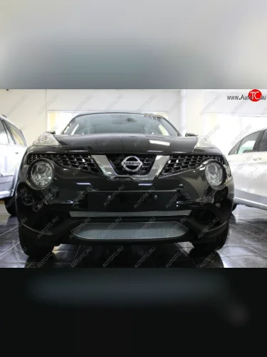 Защитная сетка в бампер (низ, ячейка 3х7 мм) Стрелка11 Стандарт (Хром) Nissan Juke  1 YF15 (2014-2020) рестайлинг