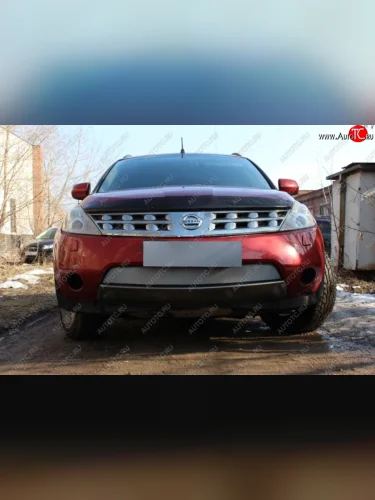 Защитная сетка в бампер (низ, ячейка 3х7 мм) Стрелка11 Стандарт (Хром) Nissan Murano 1 Z50 (2002-2009)