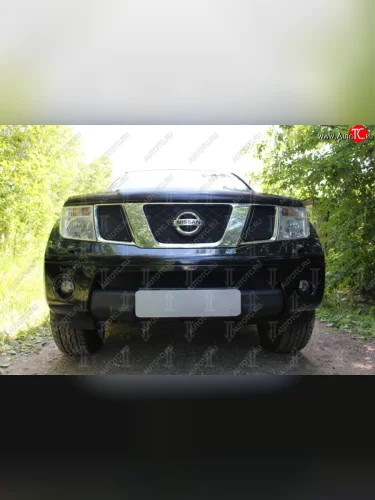 Защитная сетка в бампер (низ, ячейка 3х7 мм) Стрелка11 Стандарт (Чёрная) Nissan Navara 2 D40 дорестайлинг (2004-2010)