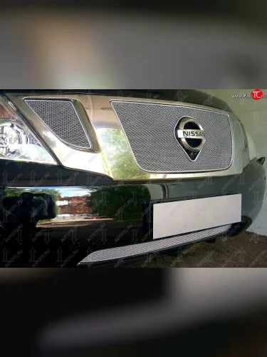 Защитная сетка в бампер (низ, ячейка 4х10 мм) Стрелка11 Премиум (Хром) Nissan Patrol 6 Y62 дорестайлинг (2010-2014)