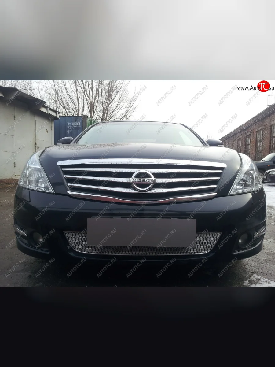 Защитная сетка в бампер (низ, ячейка 4х10 мм) Стрелка11 Премиум Nissan Teana 2 J32 дорестайлинг (2008-2011) (Хром)  в Самаре Самарской области