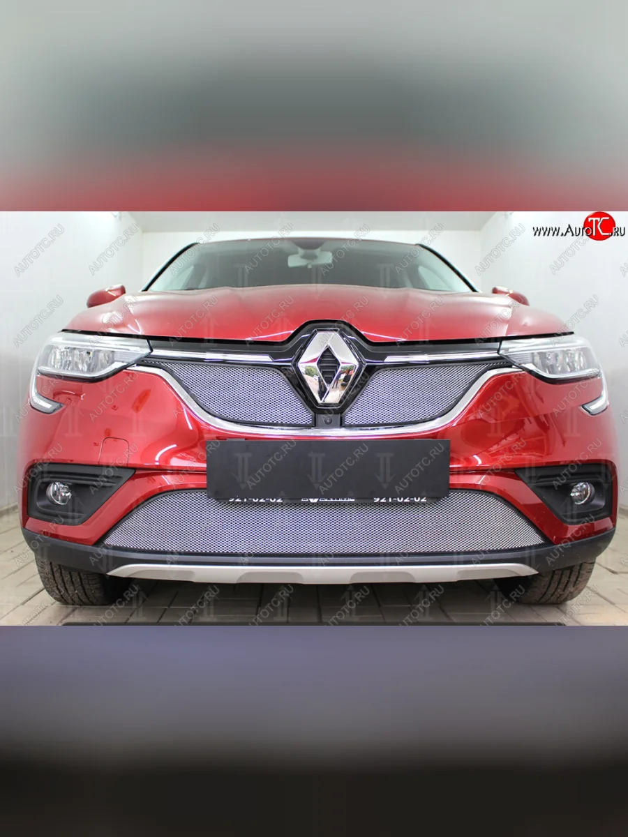 Защитная сетка в бампер (низ, ячейка 4х10 мм) Стрелка11 Премиум Renault Arkana (2019-2025) (Хром)  в Перми Пермском крае