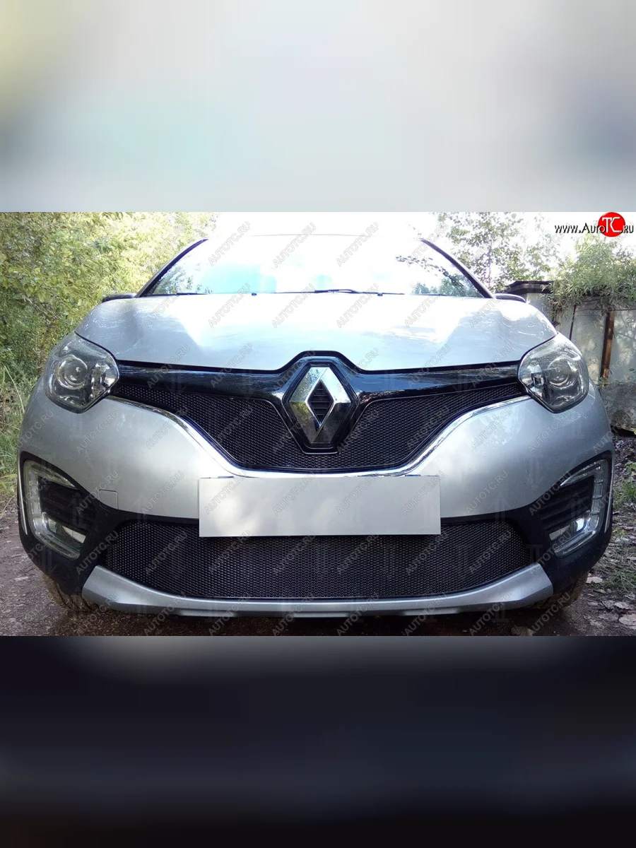 Защитная сетка в бампер (низ, ячейка 4х10 мм) Стрелка11 Премиум Renault Kaptur рестайлинг (2020-2022) (Чёрная)  в Керчи Республика Крым