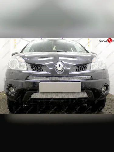 Защитная сетка в бампер (низ, ячейка 4х10 мм) Стрелка11 Премиум (Хром) Renault Koleos Phase 1 (2007-2011)
