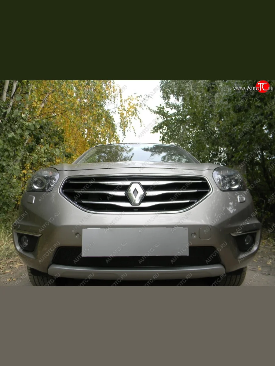 Защитная сетка в бампер (низ, ячейка 4х10 мм) Стрелка11 Премиум Renault Koleos 1 Phase 2 (2011-2013) (Чёрная)  в Керчи Республика Крым
