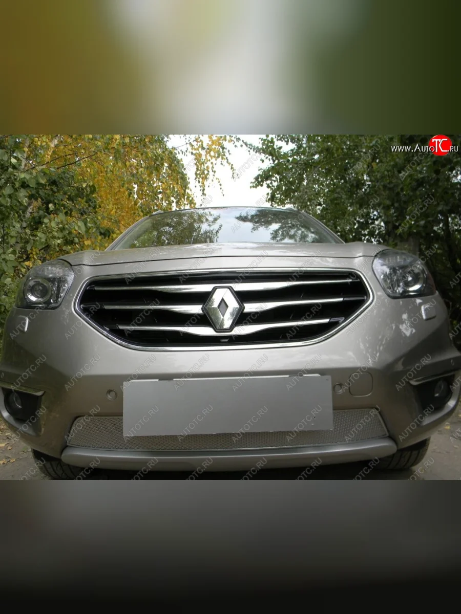 Защитная сетка в бампер (низ, ячейка 4х10 мм) Стрелка11 Премиум Renault Koleos 1 Phase 2 (2011-2013) (Хром)  в Керчи Республика Крым