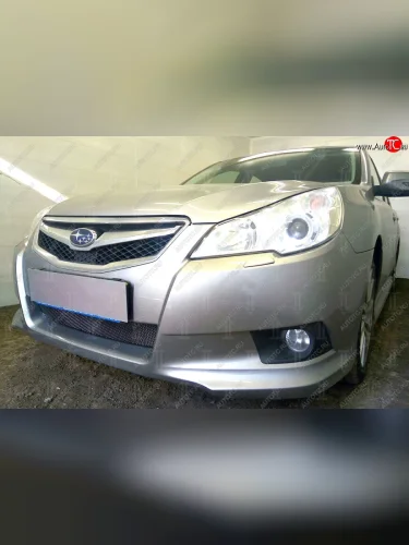 Защитная сетка в бампер (низ, ячейка 4х10 мм) Стрелка11 Премиум (Чёрная) Subaru Legacy BM/B14 дорестайлинг седан (2009-2013)