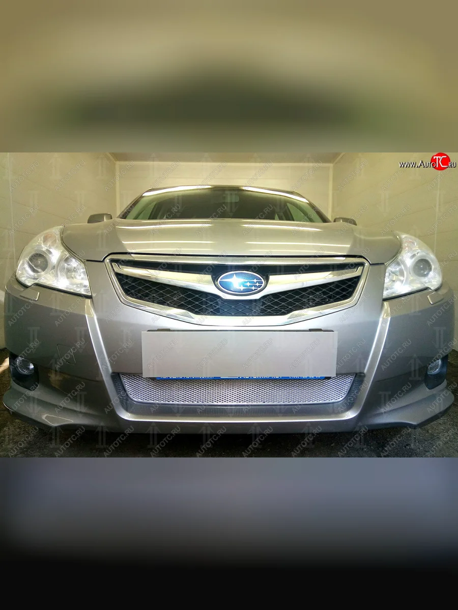 Защитная сетка в бампер (низ, ячейка 4х10 мм) Стрелка11 Премиум Subaru Legacy BM/B14 дорестайлинг седан (2009-2013) (Хром)  в Керчи Республика Крым