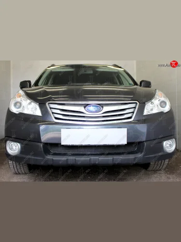 Защитная сетка в бампер (низ, ячейка 4х10 мм) Стрелка11 Премиум (Чёрная) Subaru Outback BR/B14 дорестайлинг универсал (2009-2013)