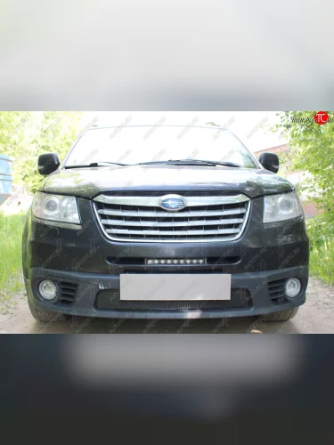 Защитная сетка в бампер (низ, ячейка 4х10 мм) Стрелка11 Премиум (Чёрная) Subaru Tribeca (2008-2014)