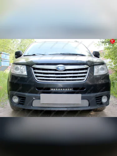 Защитная сетка в бампер (низ, ячейка 4х10 мм) Стрелка11 Премиум (Хром) Subaru Tribeca (2008-2014)