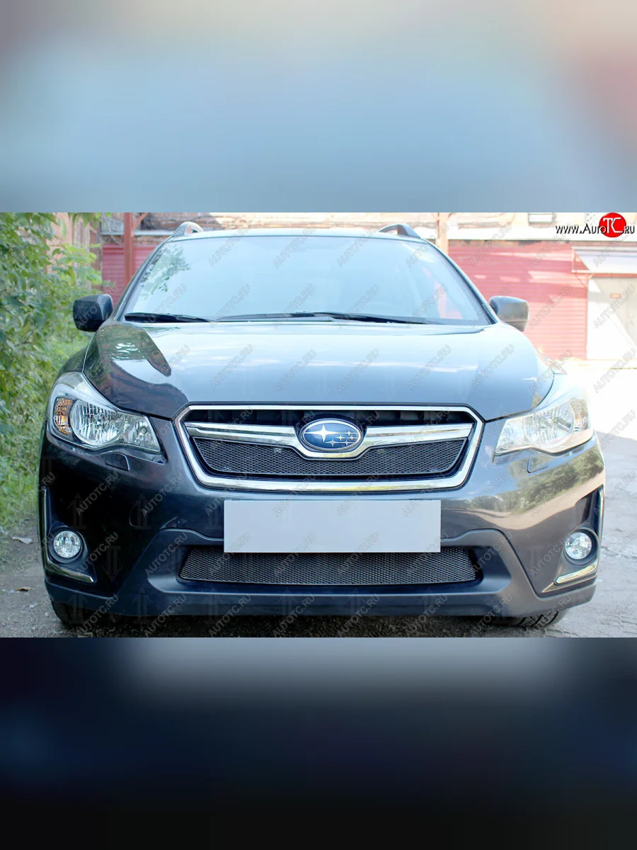 Защитная сетка в бампер (верх, ячейка 4х10 мм) Стрелка11 Премиум Subaru XV GP/G33 рестайлинг (2016-2017) (Чёрная)  в Самаре Самарской области