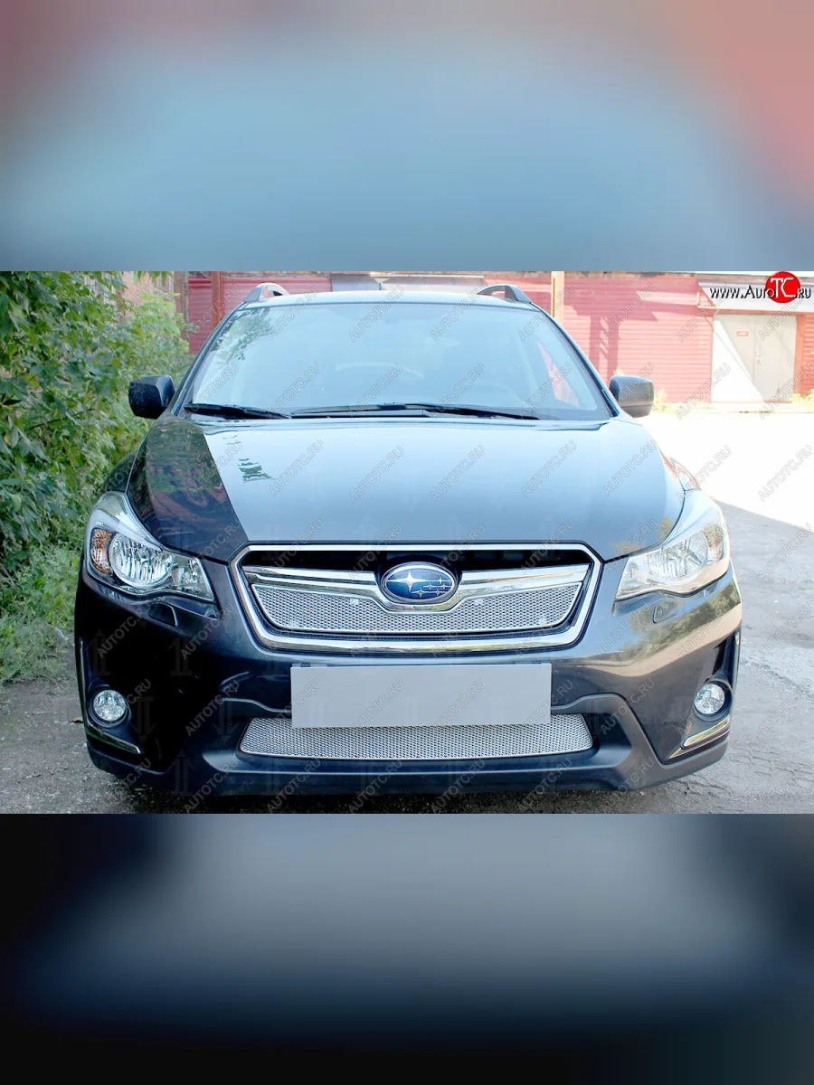 Защитная сетка в бампер (верх, ячейка 4х10 мм) Стрелка11 Премиум Subaru XV GP/G33 рестайлинг (2016-2017) (Хром)  в Самаре Самарской области