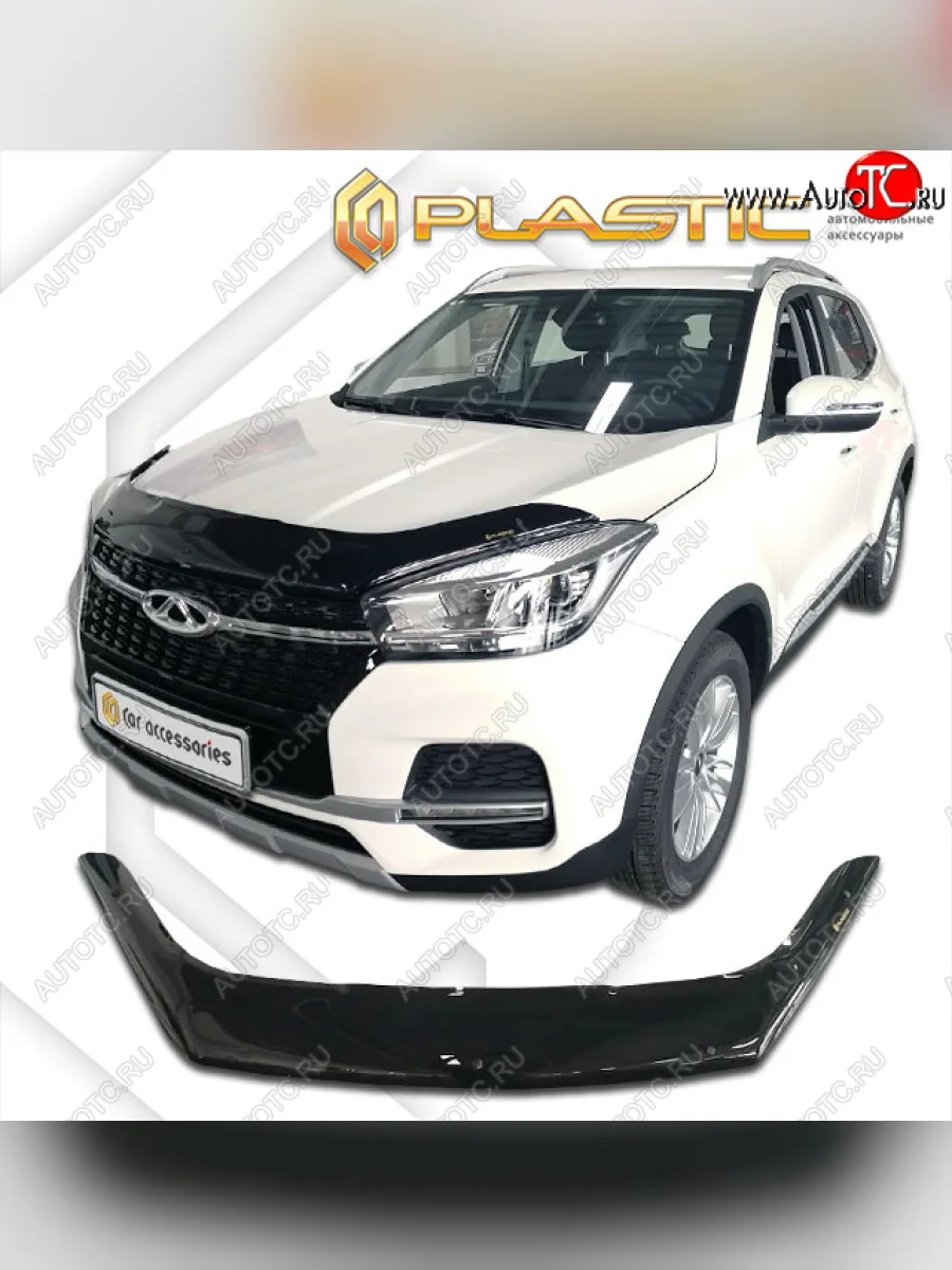 Дефлектор капота CA-Plastic Chery Tiggo 4 дорестайлинг (2017-2020) (classic черный, без надписи)  в Керчи Республика Крым