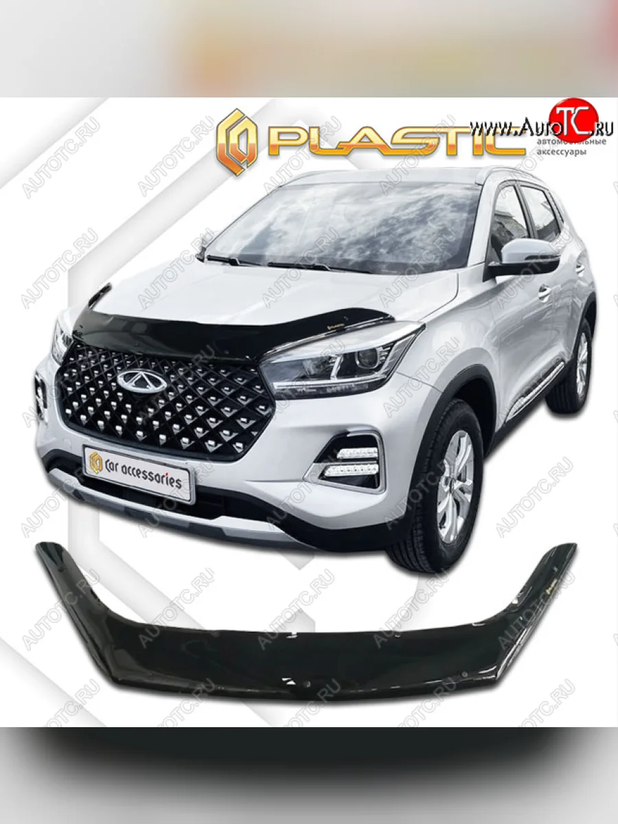 Дефлектор капота CA-Plastic Chery Tiggo 4 Pro (2021-2025) (classic черный, без надписи)  в Перми Пермском крае