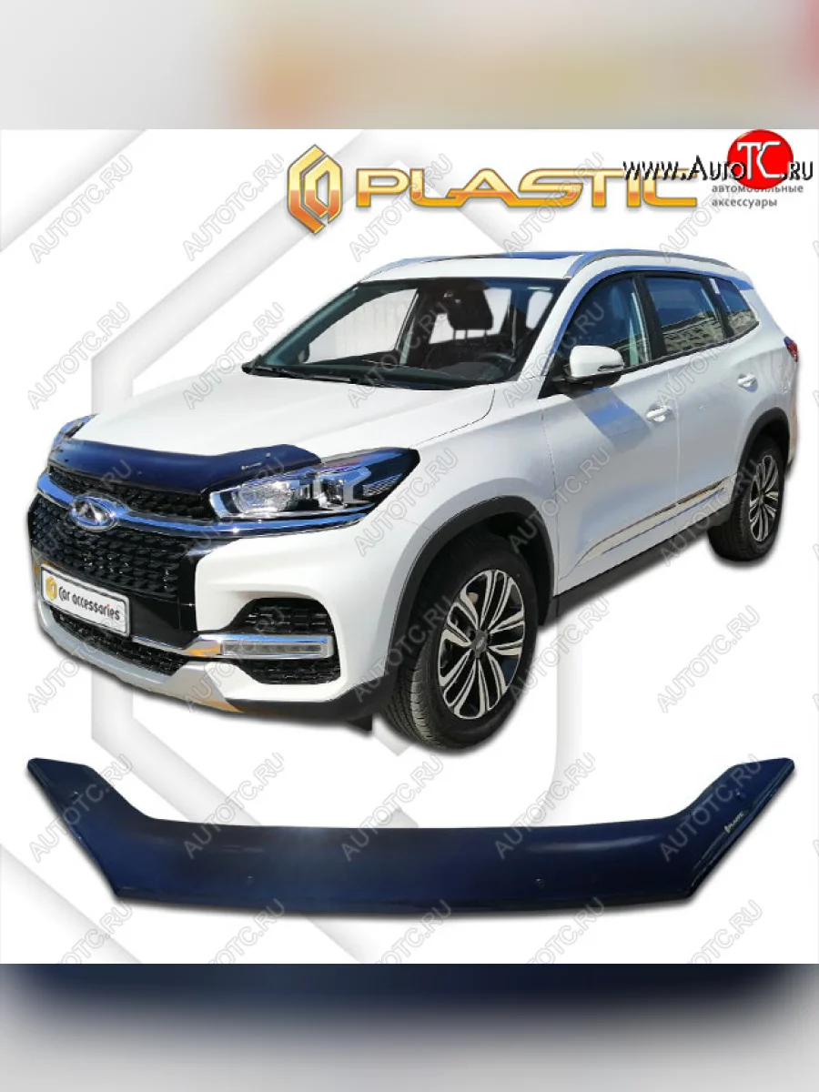 Дефлектор капота CA-Plastic Chery Tiggo 8 (T18) дорестайлинг (2018-2022) (classic черный, без надписи)  с доставкой в г. Керчь