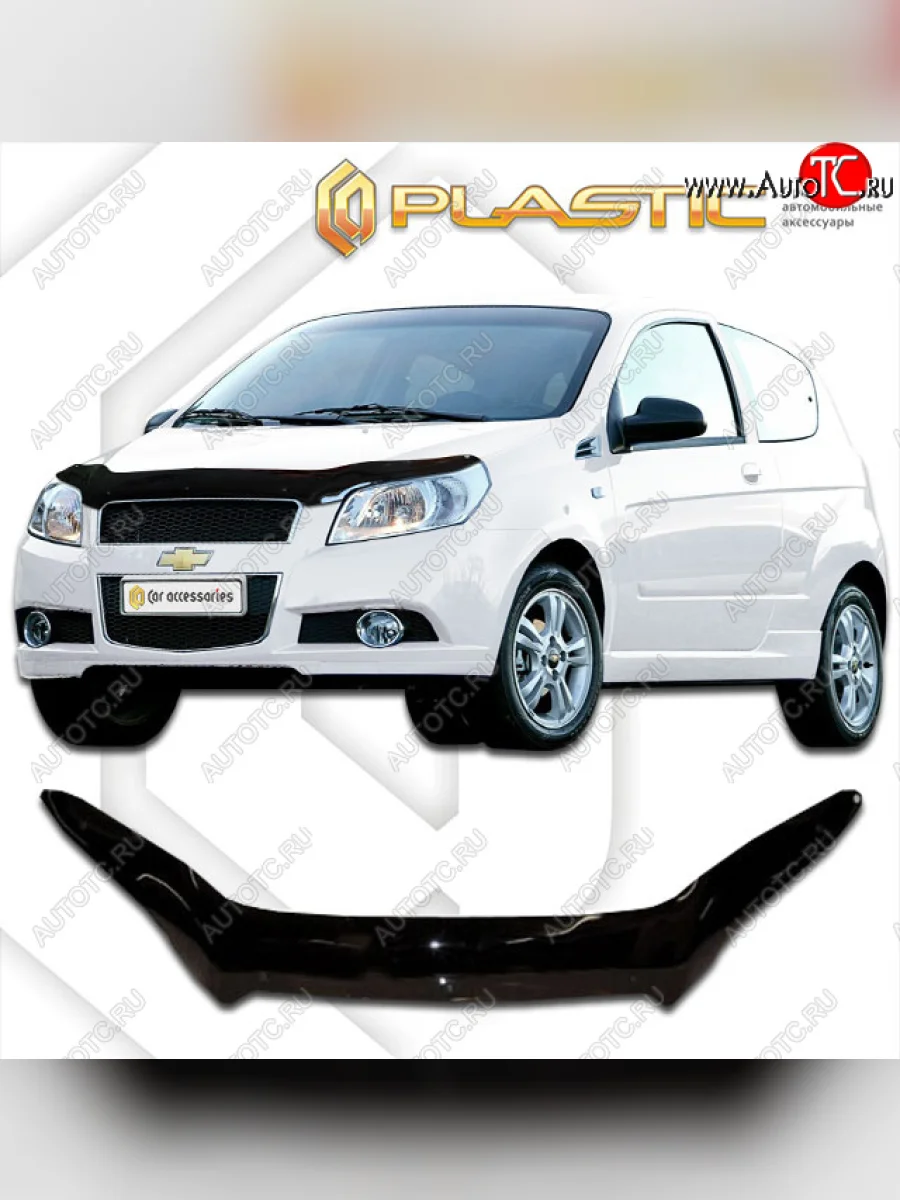 Дефлектор капота CA-Plastic Chevrolet Aveo T250 хэтчбек 5 дв рестайлинг (2006-2011) (classic черный, без надписи)  в Керчи Республика Крым