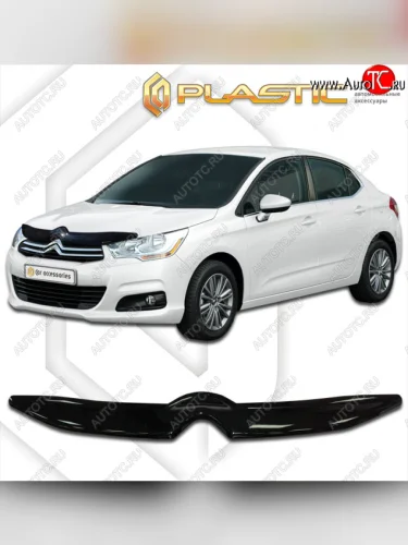 Дефлектор капота CA-Plastic (classic черный) CITROEN C4 B7 седан рестайлинг (2015-2022)