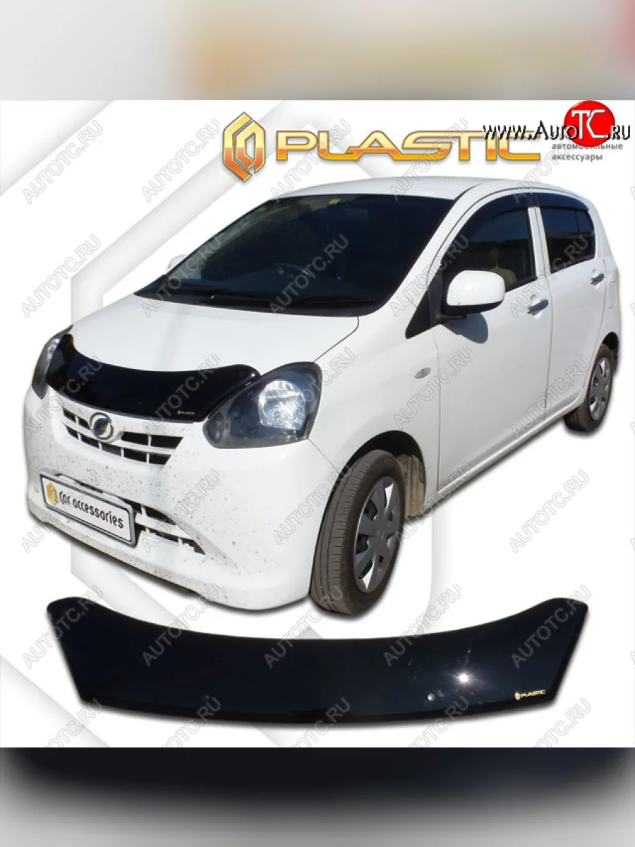 Дефлектор капота CA-Plastic Daihatsu Mira e:S LA300S,LA310S дорестайлинг (2011-2013) (classic черный, без надписи)  в Самаре Самарской области