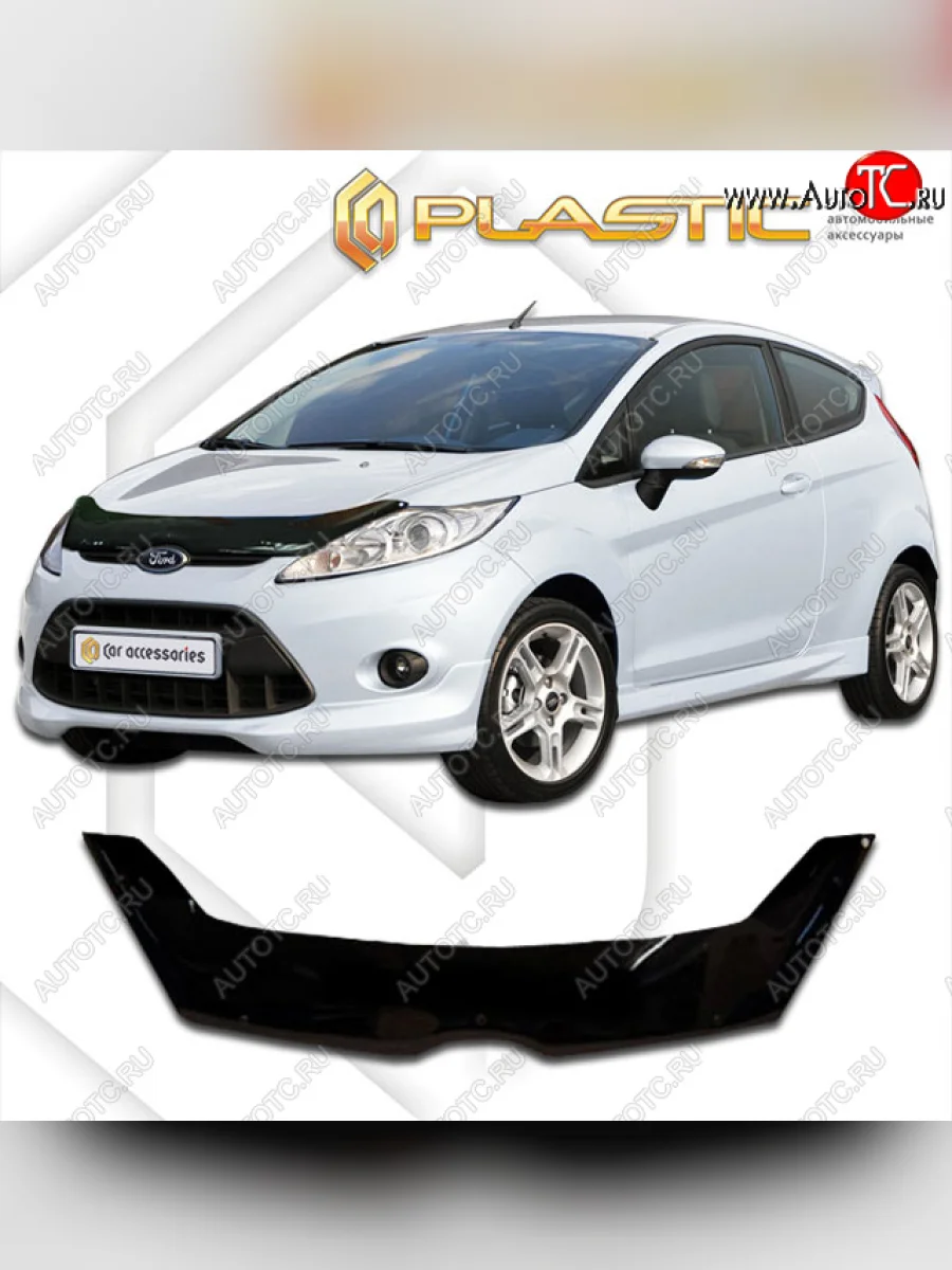 Дефлектор капота CA-Plastic Ford Fiesta 6 хэтчбэк 3 дв. дорестайлинг (2008-2013) (classic черный, без надписи)  в Керчи Республика Крым
