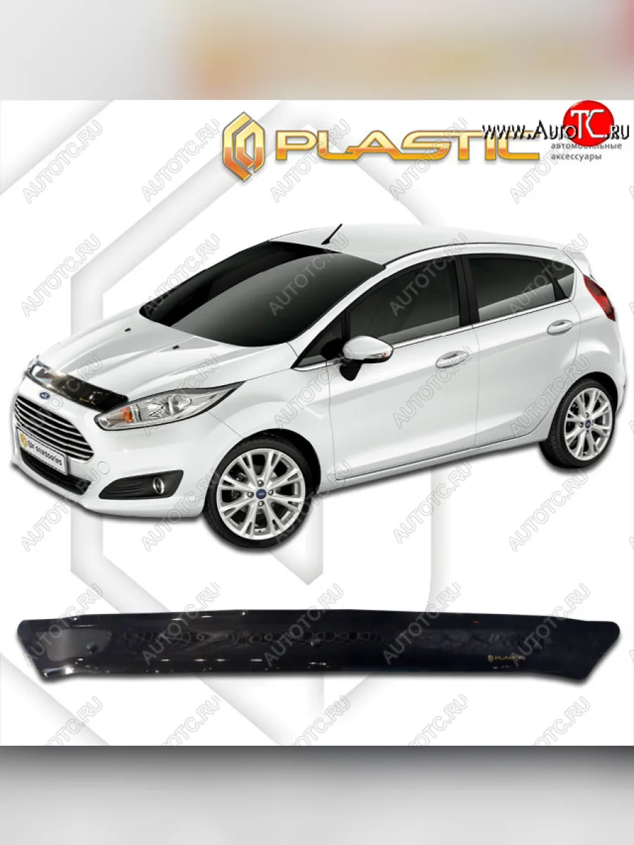 Дефлектор капота CA-Plastic Ford Fiesta 6 хэтчбэк 3 дв. рестайлинг (2012-2019) (classic черный, без надписи)  в Воронеже Воронежской области