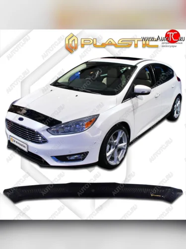 Дефлектор капота CA-Plastiс (classic черный) Ford Focus 3 хэтчбэк рестайлинг (2014-2019)