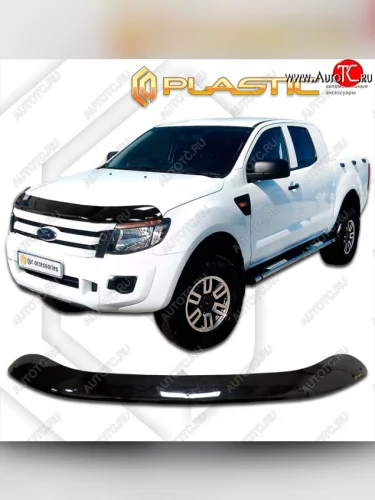 Дефлектор капота CA-Plastic (classic черный) Ford Ranger RapCab дорестайлинг (2011-2016)