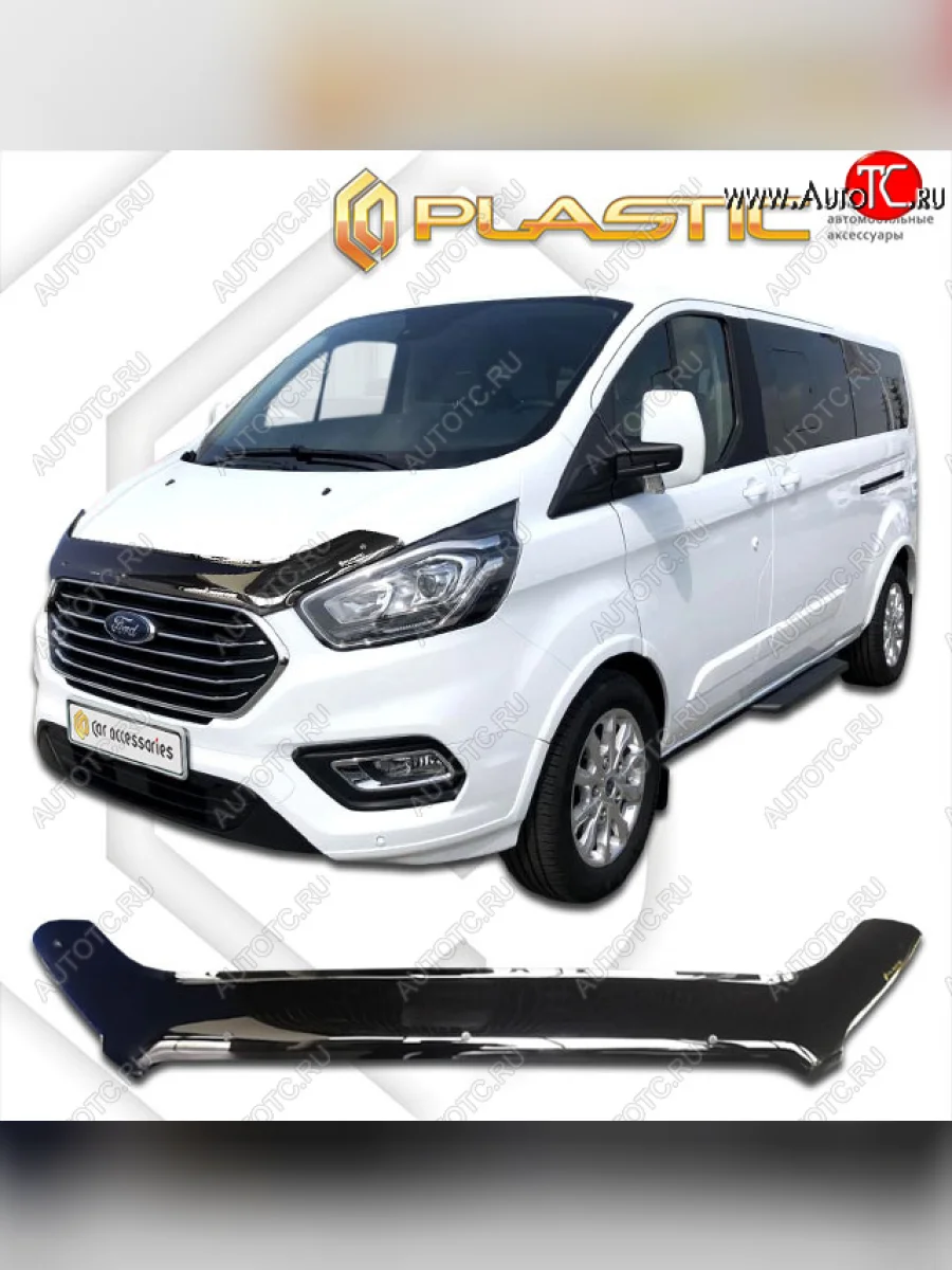 Дефлектор капота CA-Plastic Ford Tourneo Custom рестайлинг (2017-2021) (classic черный, без надписи)  в Керчи Республика Крым