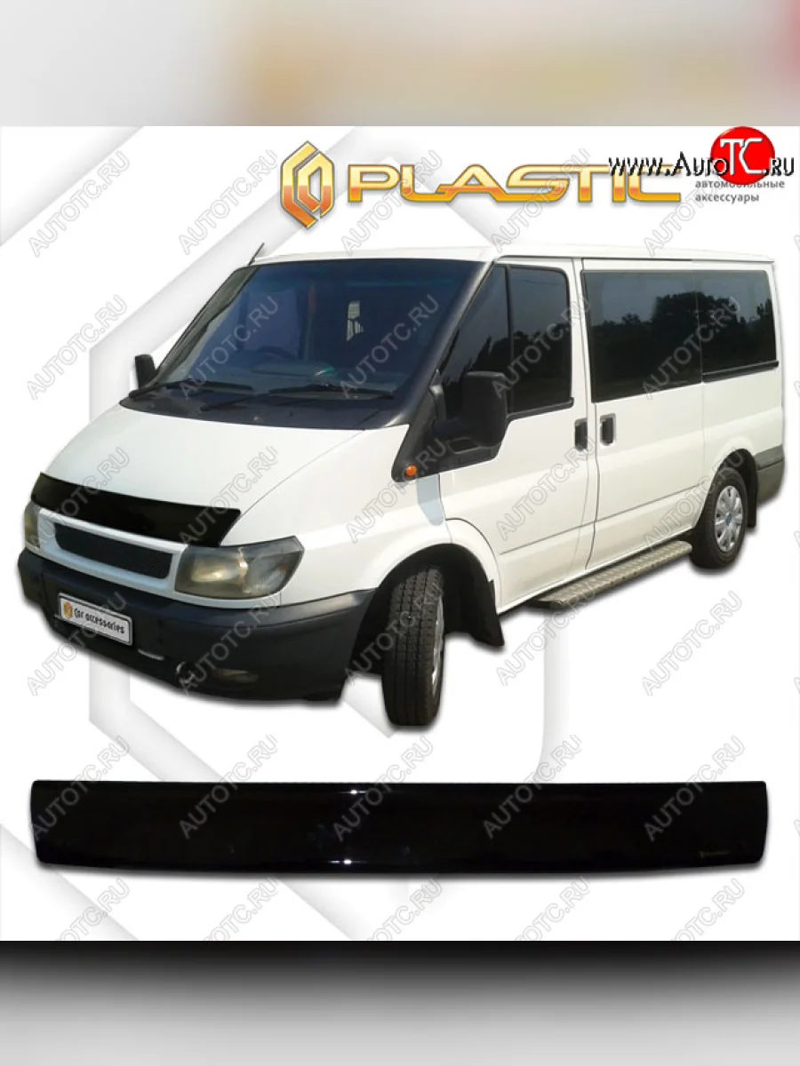 Дефлектор капота CA-Plastic Ford Transit цельнометаллический фургон дорестайлинг (2000-2006) (classic черный, без надписи)  в Перми Пермском крае