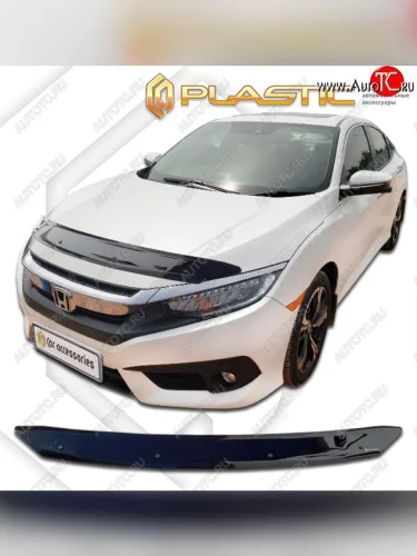 Дефлектор капота (Япония) CA-Plastic (classic черный) Honda Civic FK7 хэтчбэк 5 дв. дорестайлинг (2017-2019)