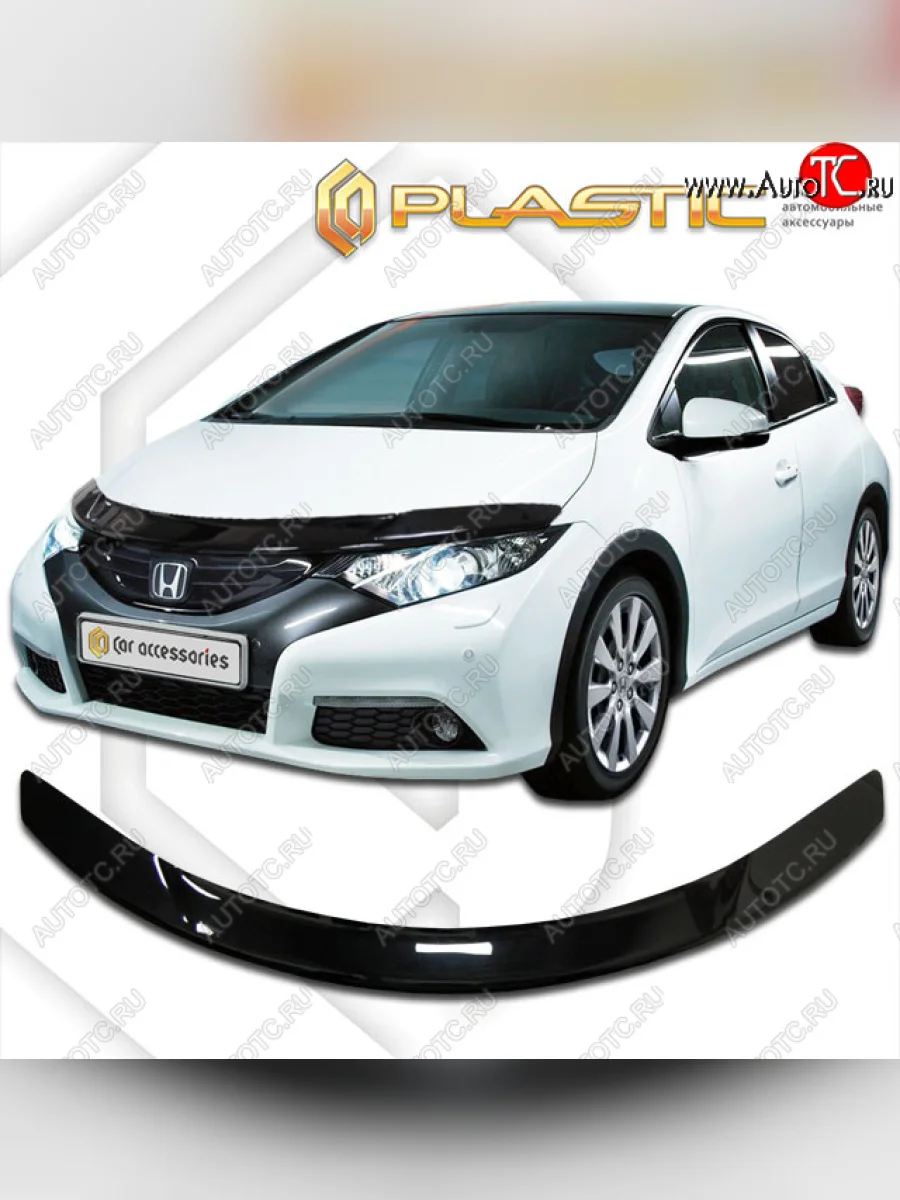 Дефлектор капота CA-Plastic Honda Civic FK2 хэтчбэк 5 дв. (2011-2016) (classic черный, без надписи)  в Самаре Самарской области