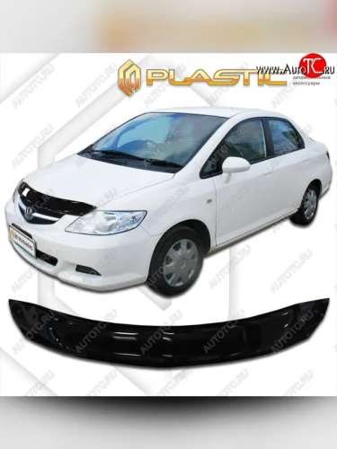 Дефлектор капота CA-Plastic (classic черный) Honda Fit Aria GD рестайлинг седан (2005-2009)