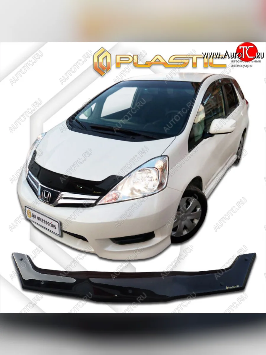 Дефлектор капота CA-Plastic Honda Fit Shuttle 1 GP2,GG7,GG8 дорестайлинг (2011-2013) (серия Сlassic черный, без надписи)  в Перми Пермском крае