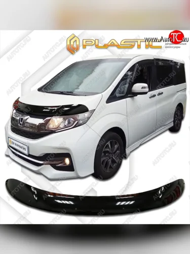 Дефлектор капота CA-Plastic (classic черный) Honda StepWagon 5 RP1,RP2, RP3, RP4 минивэн дорестайлинг (2015-2017)