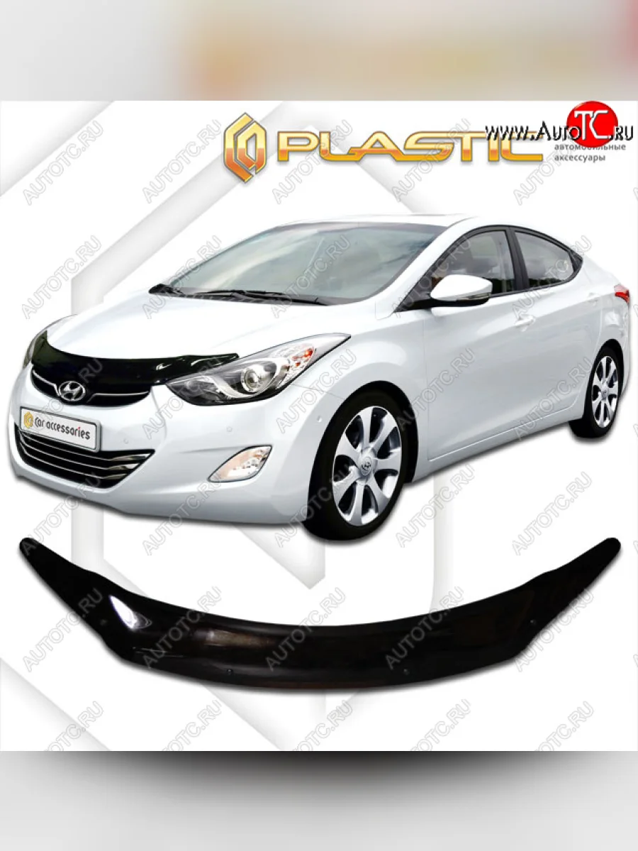 Дефлектор капота CA-Plastic Hyundai Elantra MD рестайлинг (2013-2016) (classic черный, без надписи)  в Перми Пермском крае