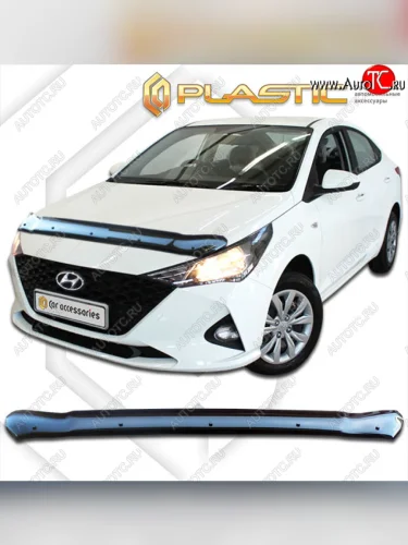 Дефлектор капота CA-Plastic (classic черный) Hyundai Solaris HCR седан рестайлинг (2020-2022)