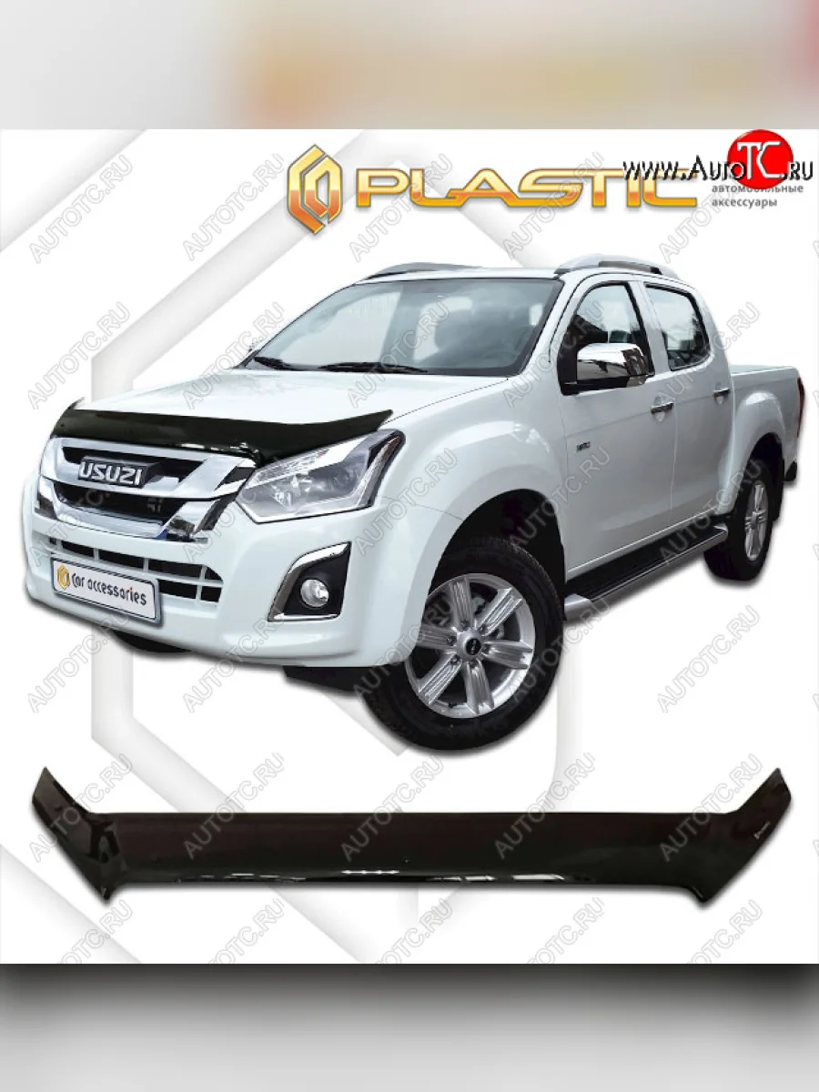 Дефлектор капота CA-Plastic Isuzu D-Max RT85,TFR DoubleCab рестайлинг (2015-2021) (classic черный, без надписи)  с доставкой в г. Керчь
