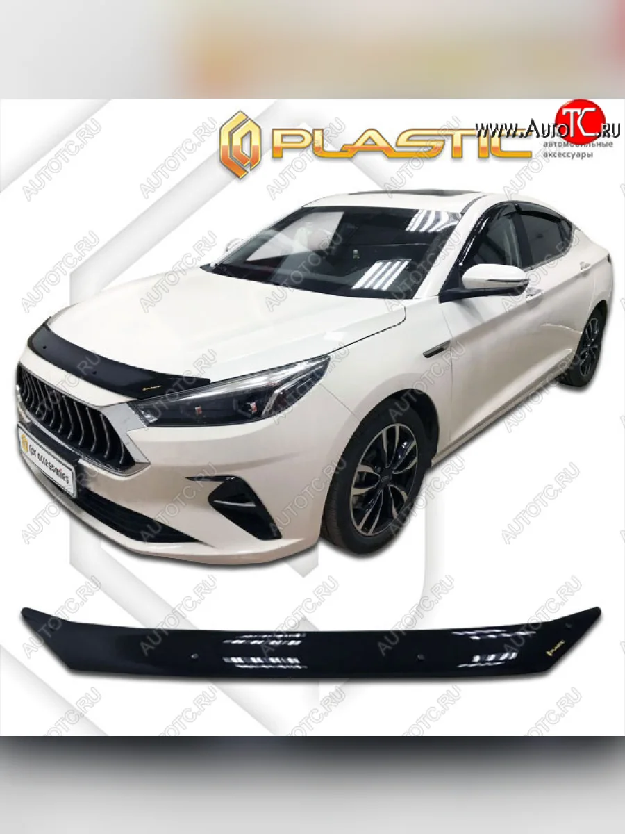Дефлектор капота CA-Plastic JAC J7 лифтбэк (2020-2025) (classic черный, без надписи)  в Самаре Самарской области