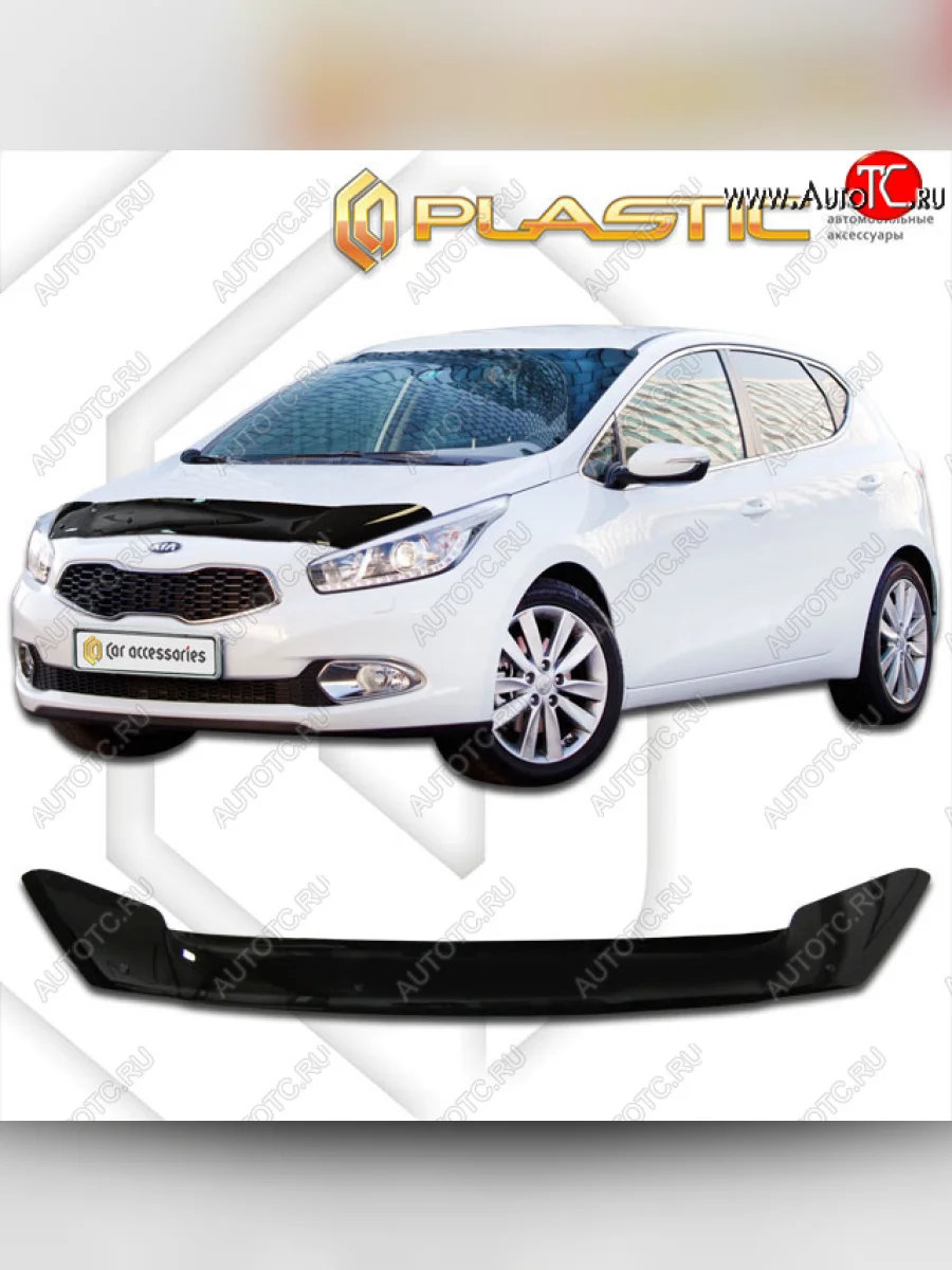 Дефлектор капота CA-Plastic KIA Ceed 2 JD рестайлинг, хэтчбэк (2015-2018) (classic черный, без надписи)  в Перми Пермском крае