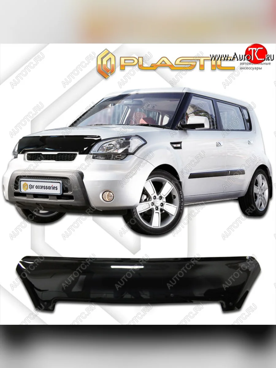 Дефлектор капота CA-Plastic KIA Soul AM рестайлинг (2011-2014) (classic черный, без надписи)  в Керчи Республика Крым