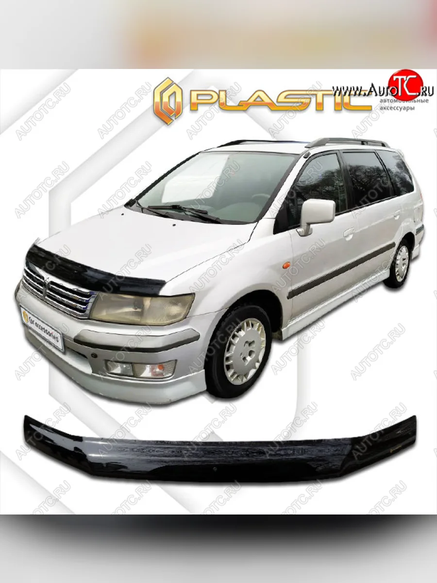 Дефлектор капота CA-Plastic Mitsubishi Space Wagon N94W (1998-2005) (classic черный, без надписи)  в Керчи Республика Крым