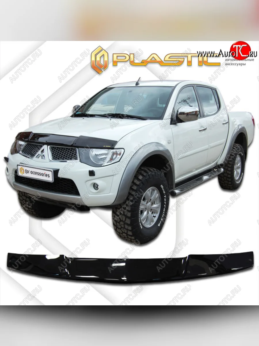Дефлектор капота CA-Plastic Mitsubishi Triton KA/KB Picap DoubleCab (2005-2015) (classic черный, без надписи)  в Керчи Республика Крым