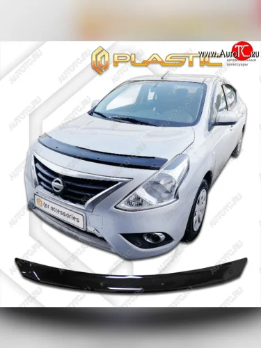 Дефлектор капота CA-Plastic (classic черный) Nissan Latio  N17 (2014-2016) седан правый руль дорестайлинг