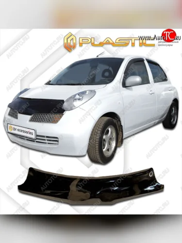 Дефлектор капота CA-Plastic (classic черный) Nissan March 3 K12 хэтчбэк 5 дв. правый руль 1-ый рестайлинг (2005-2007)