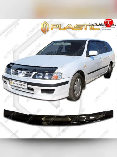 Дефлектор капота CA-Plastic (серия Сlassic черный) Nissan Primera 2 P11 дорестайлинг универсал (1997-2000)