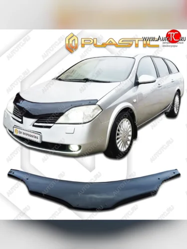Дефлектор капота (РФ) CA-Plastic (classic черный) Nissan Primera  3 P12 (2002-2008) универсал