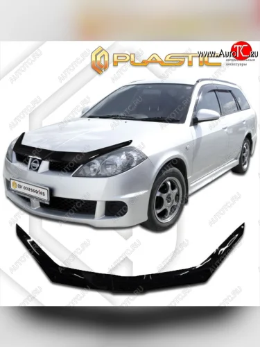 Дефлектор капота CA-Plastic (classic черный) Nissan Wingroad  2 Y11 (2001-2005) рестайлинг